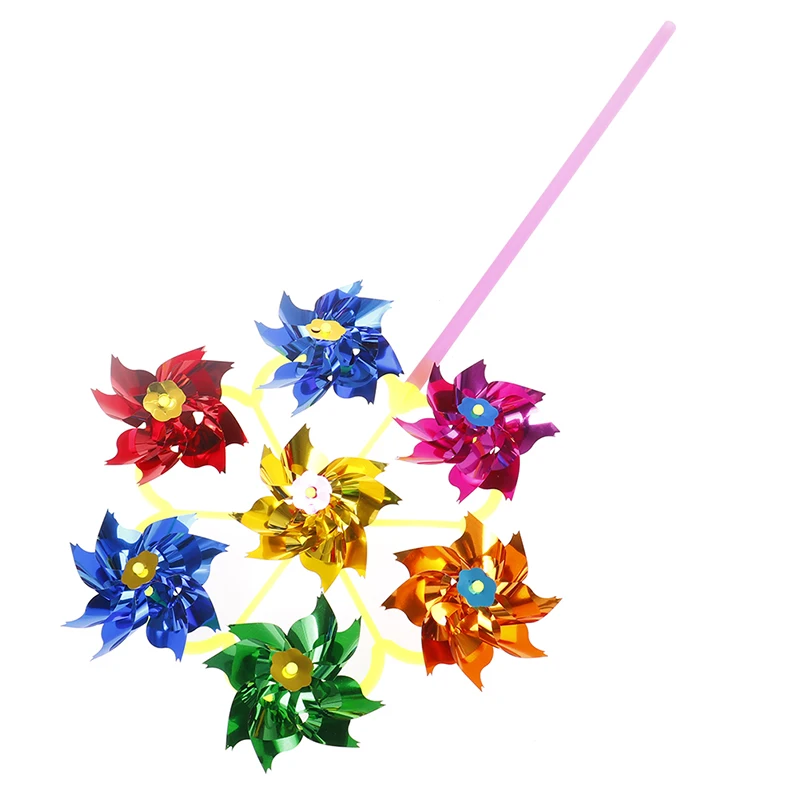 Kids Toys Easy Decoration Garden Orchard Colorful DIY Sequins Windmill Wind Spinner Home Garden Yard Decoration