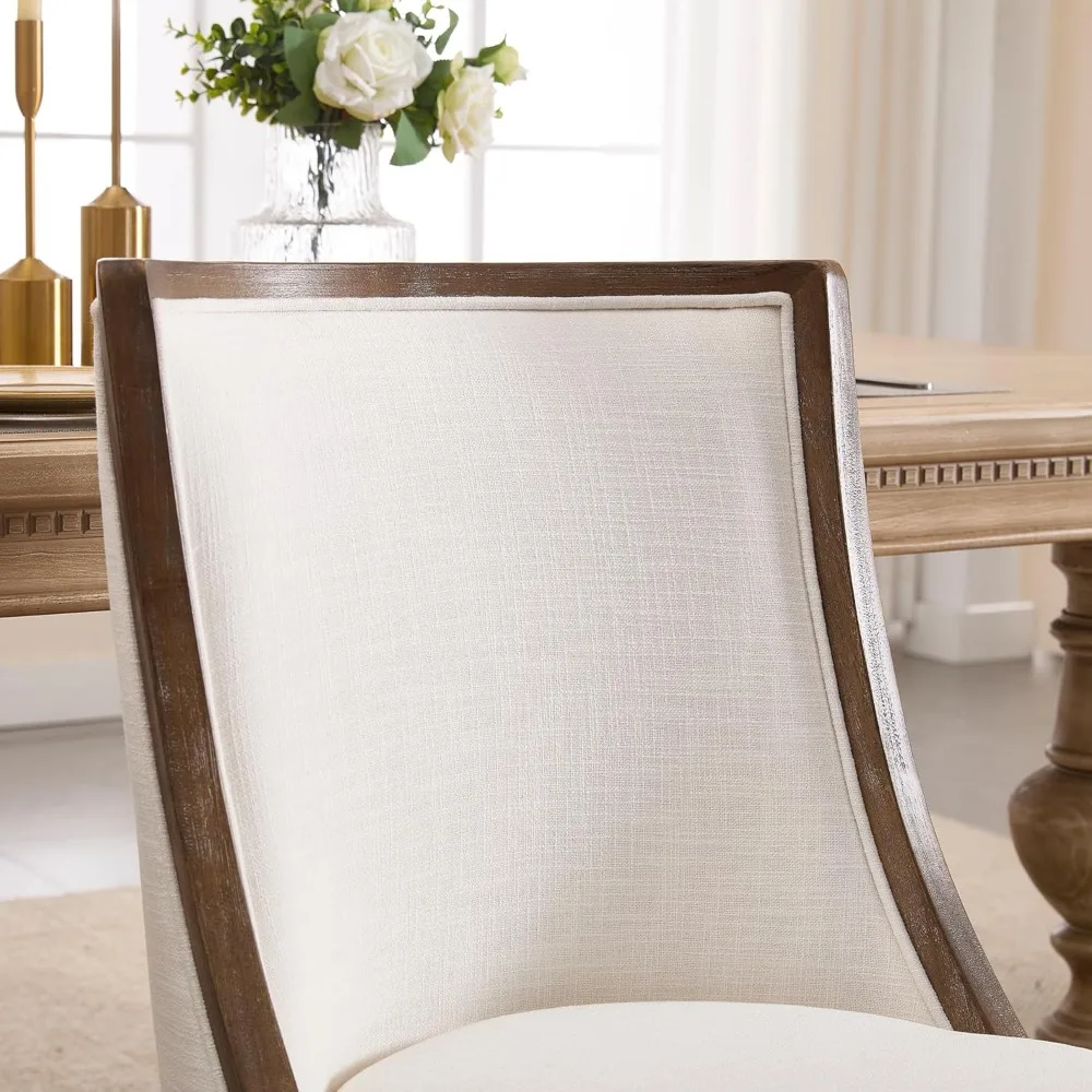 Modern Farmhouse Dining Chairs Set of 6 Upholstered Dining Room Chairs with Curved High Back for Kitchen Restaurant Cafe Home 6