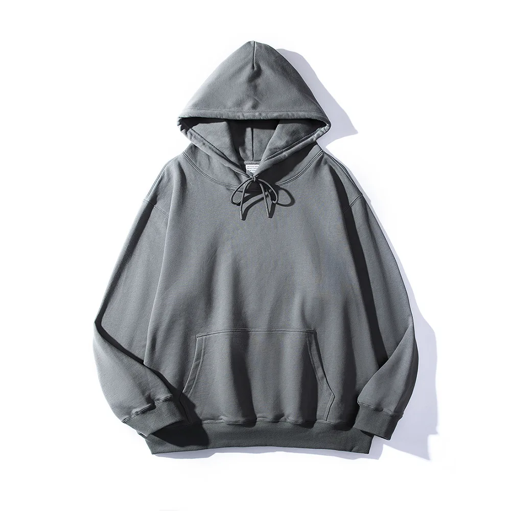 Men and Women's Oversized Hooded Sweatshirt, Monochromatic Pullover, Long Sleeve Hoodie, Pure Cotton, Autumn, Winter, Solid
