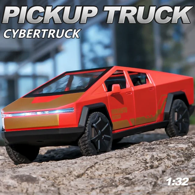 1:32 Cybertruck Pickup Alloy Car Model Diecasts Metal Toy Sound Light Vehicles Car Model Simulation Collection Kids Gifts