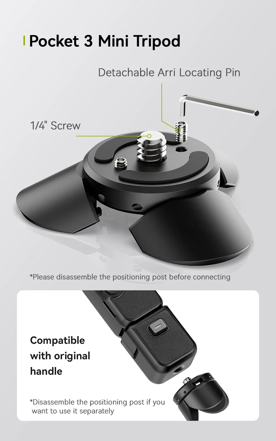 Ulanzi Pocket 3 Mini Tripod /Arri Locating Base for Osmo Pocket 3