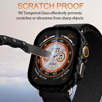 Coque pour Apple Watch Ultra 2 3 49mm 45/41/44/40/42/38mm, protection d'écran en fibre de carbone, verre trempé série 9/8/7/6/5/4/SE 2