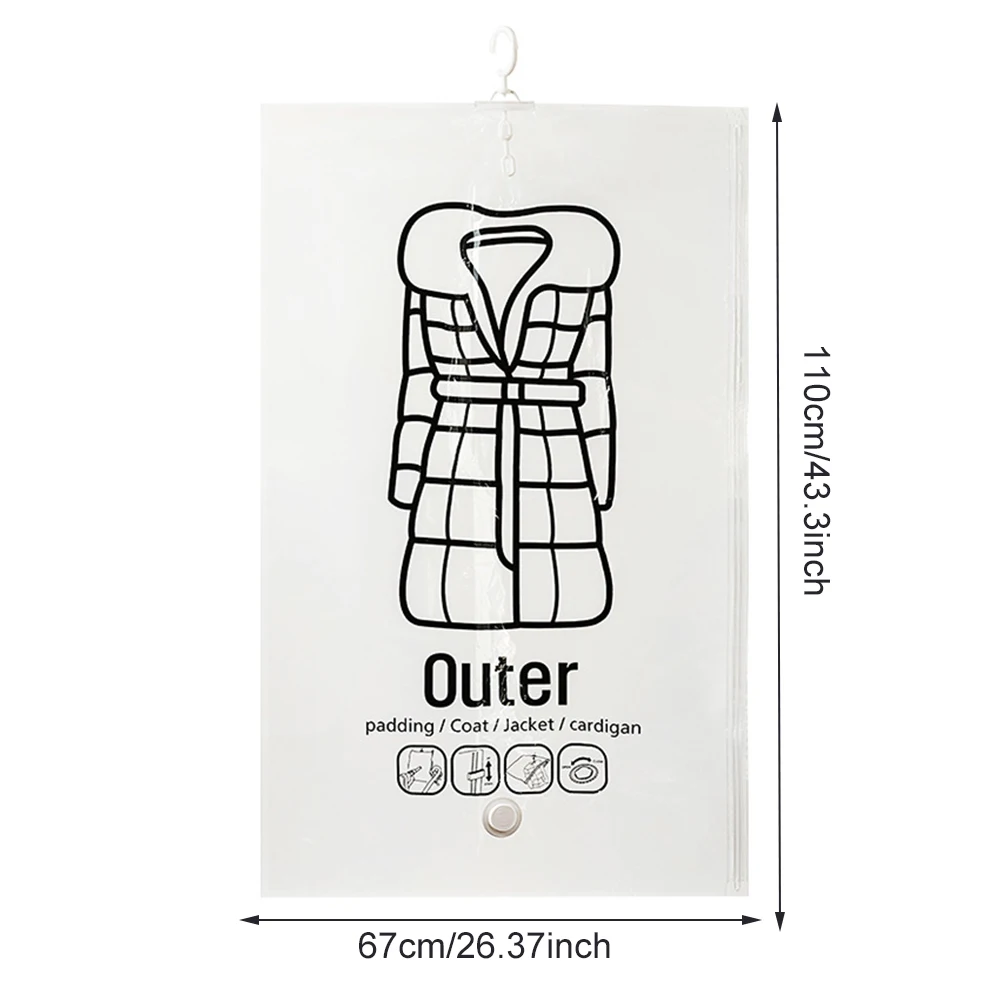 Hang Transparent Vacuum Bag Reusable Clothes Compression Storage Bag Space Saving for Clothes Down Overcoat 5
