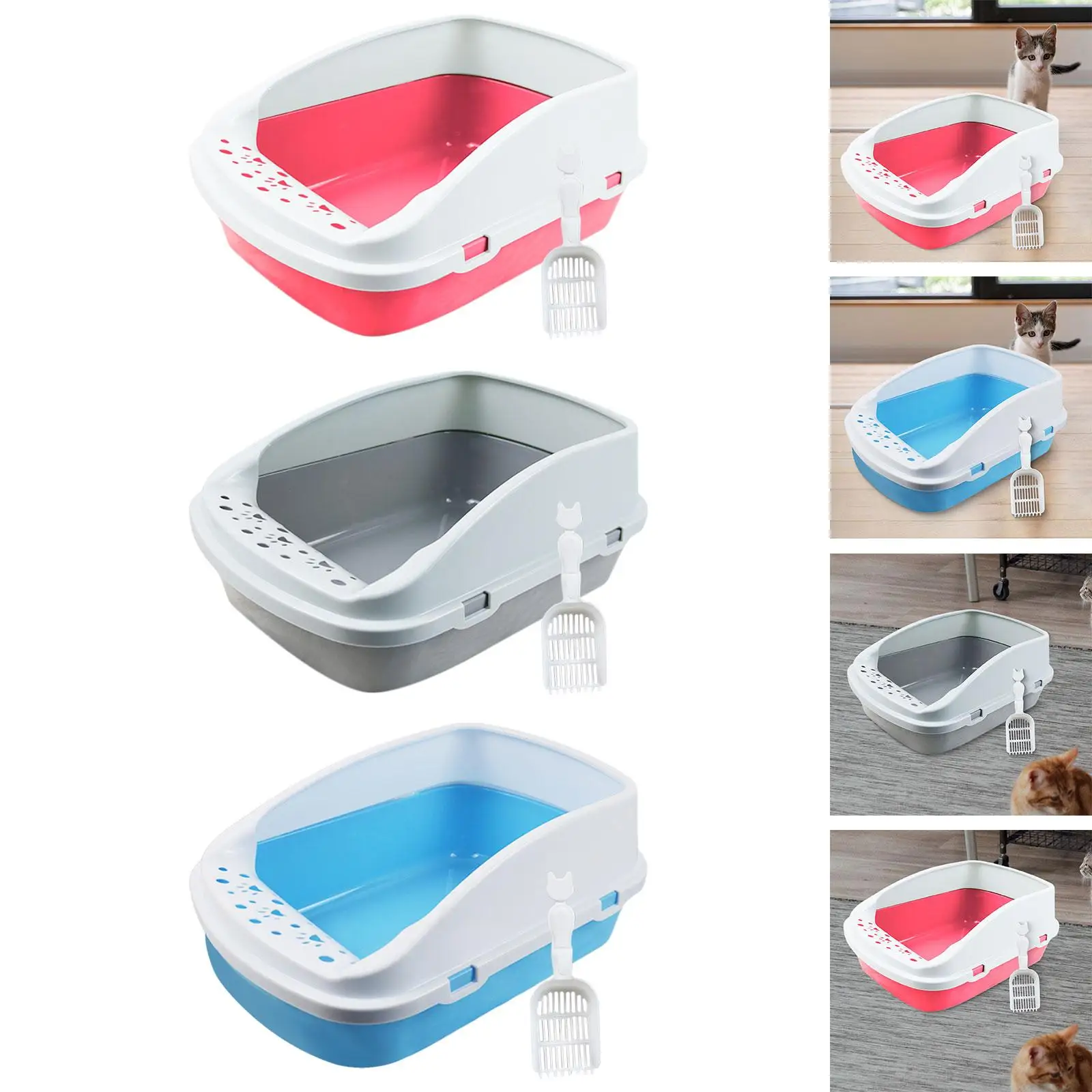 Cat Litter Tray Open Top Cat Litter Tray Splashproof Toilet Pet Bedpan Sand Box Kitten Toilet Kitty Pan