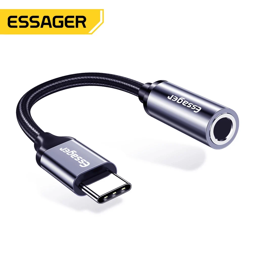 Essager Type c to 3.5mm Jack Headphone Adapter USB C to 3.5 mm Audio Aux Cable For Huawei P30 P20 Pro Xiaomi Mi 9 8 Oneplus 7 7t 3.5mm audio cable usb to 3.5mm adapter type c to 3.5mm adapter type c aux adapter type c adapter type c to aux adapter audio earphone converter audio headphone adapter 3.5mm audio adapter