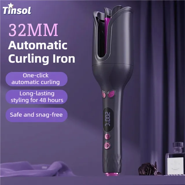 TINSOL 32MM fer à friser rotatif électrique bigoudi automatique Ion négatif Air rotatif barre de friser outil de coiffure professionnel 1