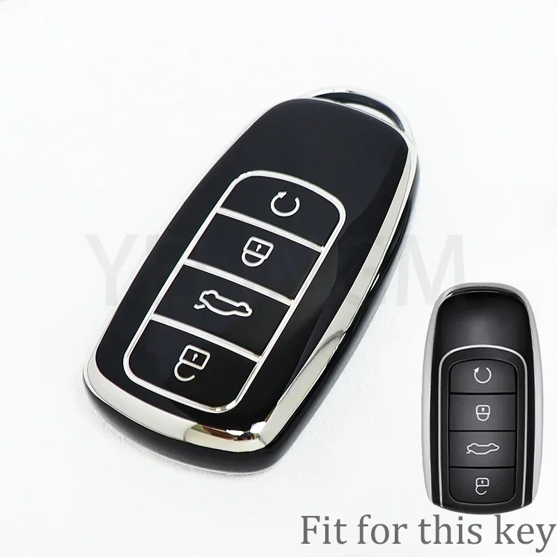Premium 4-Button TPU Car Key Case Holder and Keychain Accessory