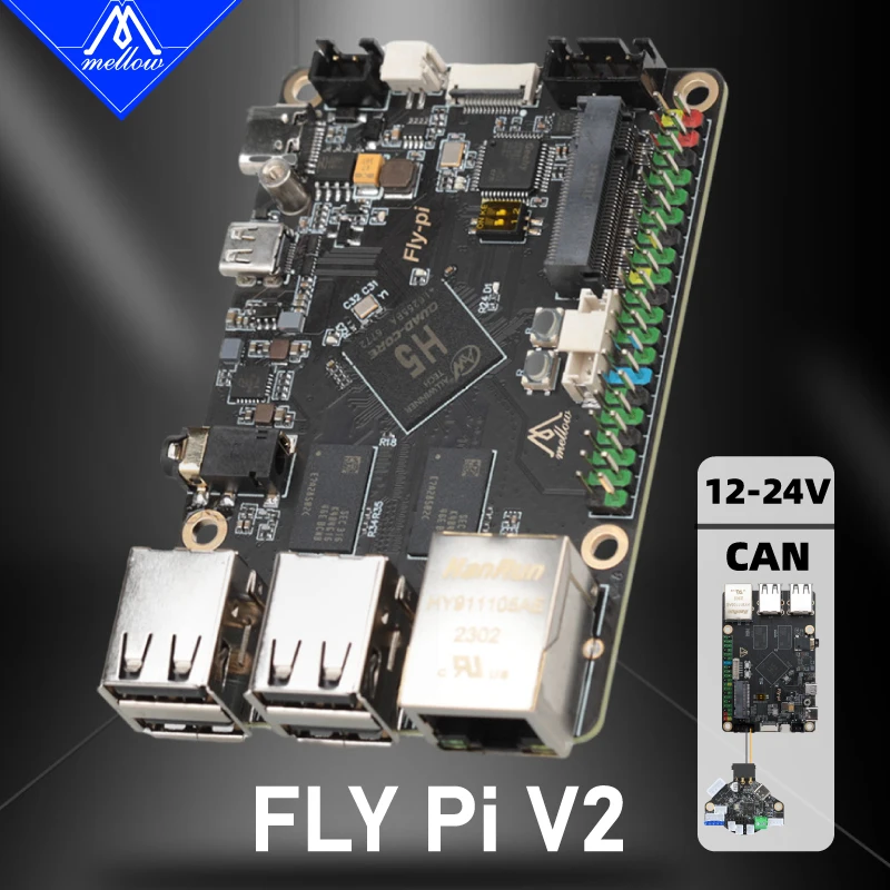 

Mellow Fly Pi V2 With UTOC 40Pin GPIO Expandable EMMC For DIy Klipper I3 CoreXY 3D Printer CAN SB2040 SHT36 Replace Raspberry PI