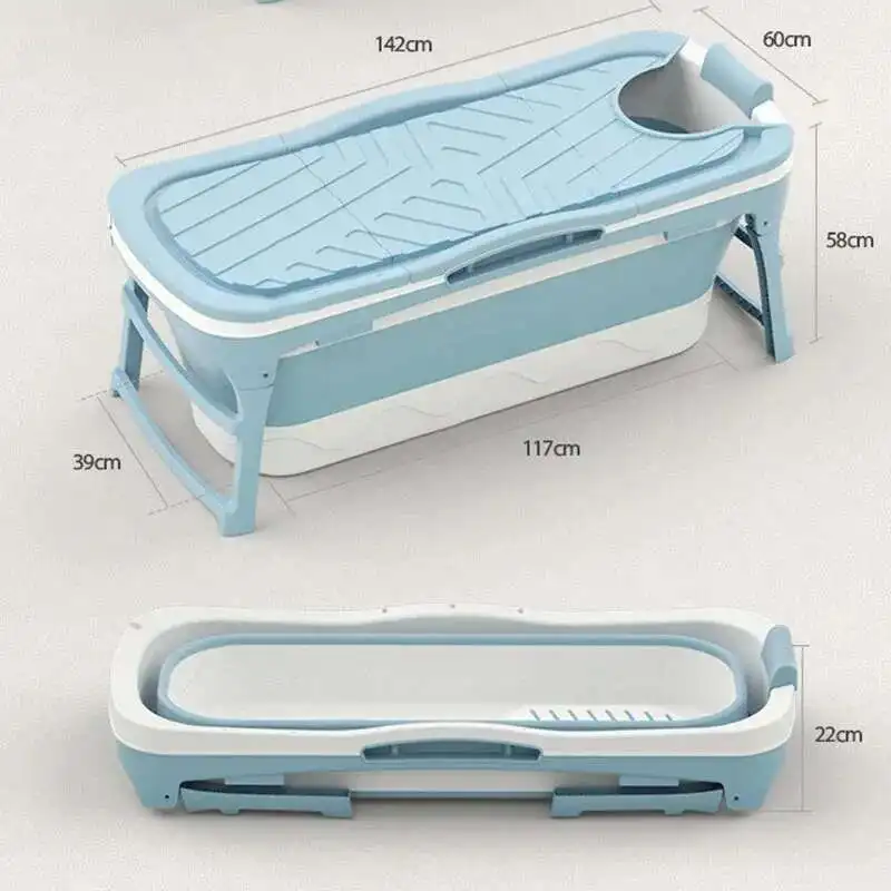 Adult Home Folding Bathtubs Comfortable Full-body Bathtubs Portable Bath Bucket Thickened Plastic Bath Barrel with Armrests GM