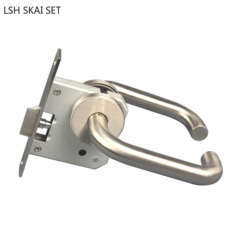 

304 Stainless Steel Fire Door Lock Hollow Bend Pipe Handle Lock Single Tongue Door Lock Escape Access Lever Lock Door Hardware