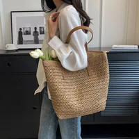 Sac à main à bandoulière tissé à la main pour femmes, style bohème, mode d'été 2021, fourre-tout de plage en paille, sac de voyage, sacs de Shopping tissés 1