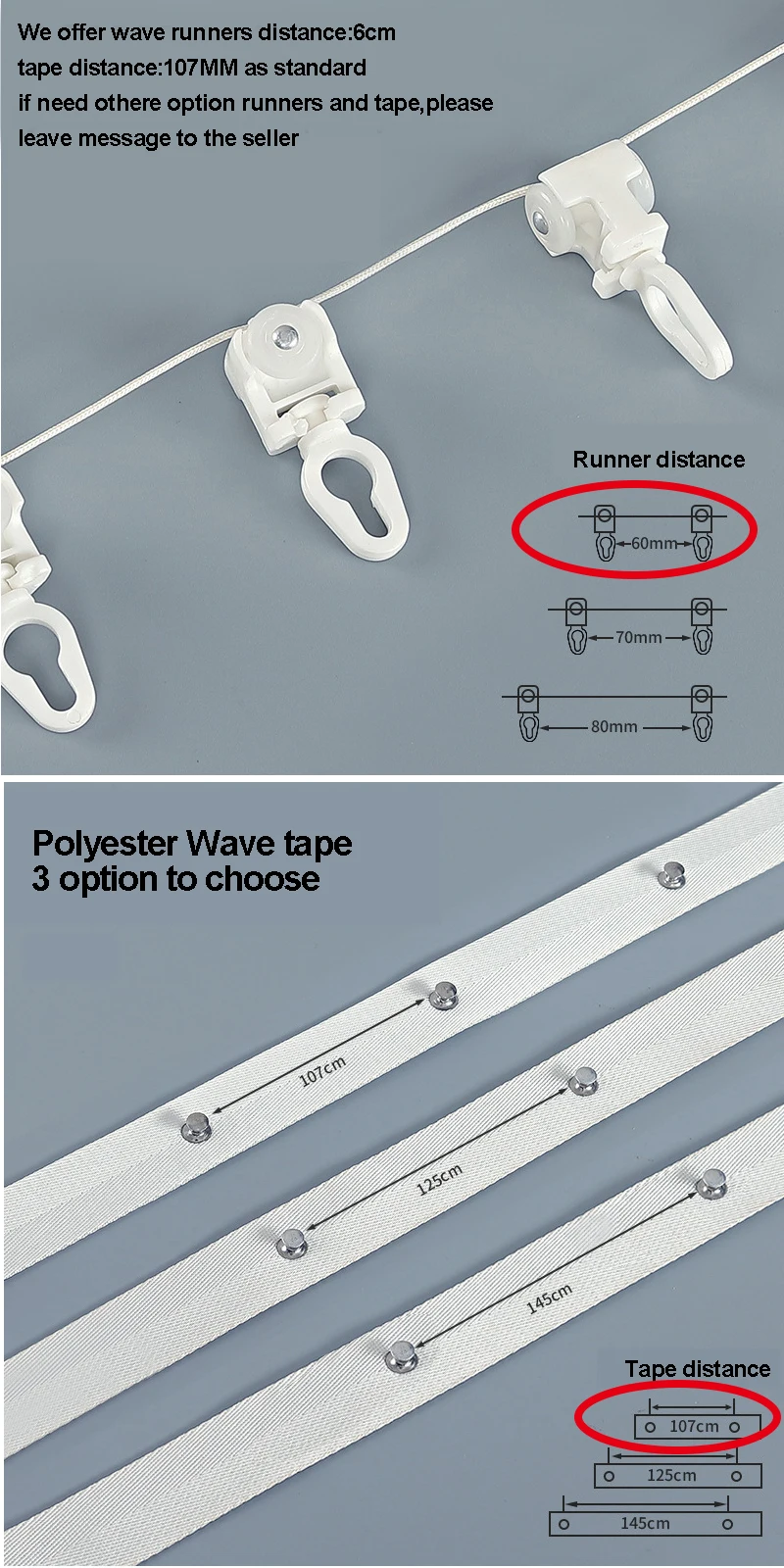 de onda personalizada, Ripple Fold Curtain Rail