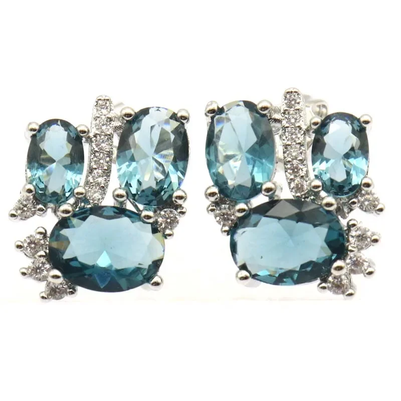 3g 925 SOLID STERLING SILVER Stund Customized Earrings Lovely Rhodolite Garnet Sapphire London Blue Aquamarine Violet Tanzanite