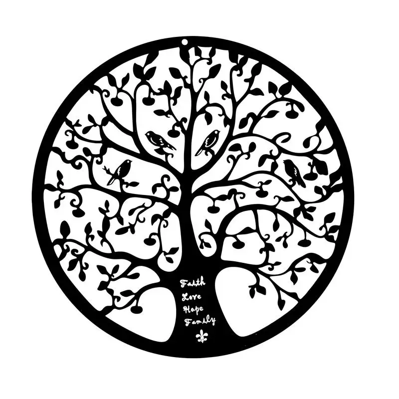 

Metal Tree Of Life Wall Hanging Ornament Artwork Iron Hollow Lily Sketch Wall Decoration For Living Room Bedroom