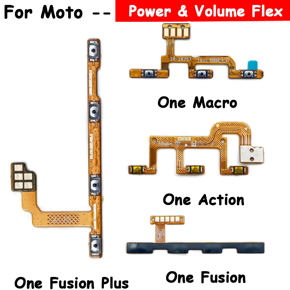 

50Pcs/Lots Power On Off Side Key Button Flex Cable For Moto One Fusion Plus Action Hyper Macro Vision One 5G Power & Volume Flex