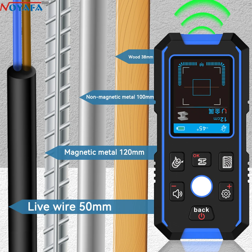 

NF-518 Pinpointer metal detector multifunction 3in1 Detector Wall Scanner Metal Wood AC Live Wires Handheld Depth Tracker