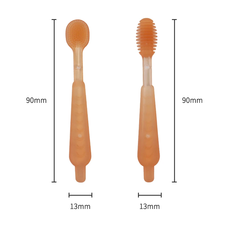Baby Toothbrush 2 Pcs Baby Toothbrushes 0-18 Months Tongue Cleaning Food Grade Silicone Bpa Free