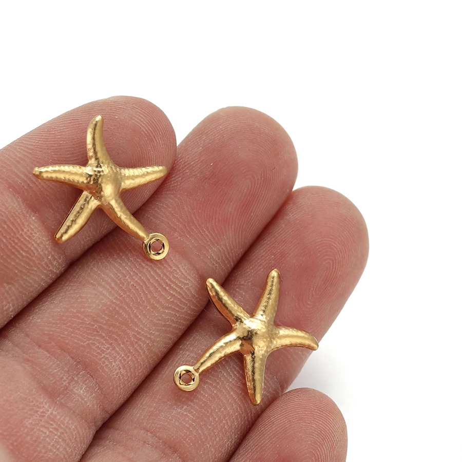 Stainless Steel Charms 20pcs Starfish Shell Pendant Necklace Findings Bracelet Accessories For DIY Jewelry Making Earrings