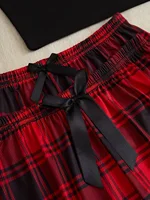 3Pcs Women's Pajama Set Camisole Shorts Trousers Three-Piece Bow Tie Home Wear Set Plaid Print Sleepwear for Women Christmas pjs - Image 4