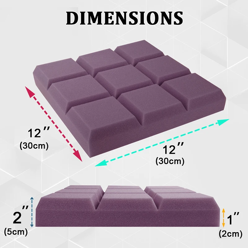 Wand Schallschutz Schaum Panels 6/12/24 stücke Akustische Absorption Panel Mit Abgeschrägten Rand 9 Block Fliesen Sound isolierung Material