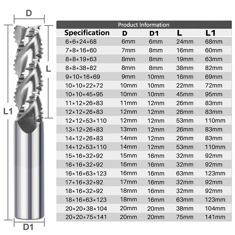 Entatial Fresa CNC a 3 taglienti HSS e alluminio Fresa in acciaio ad alta velocità da 6 mm extra