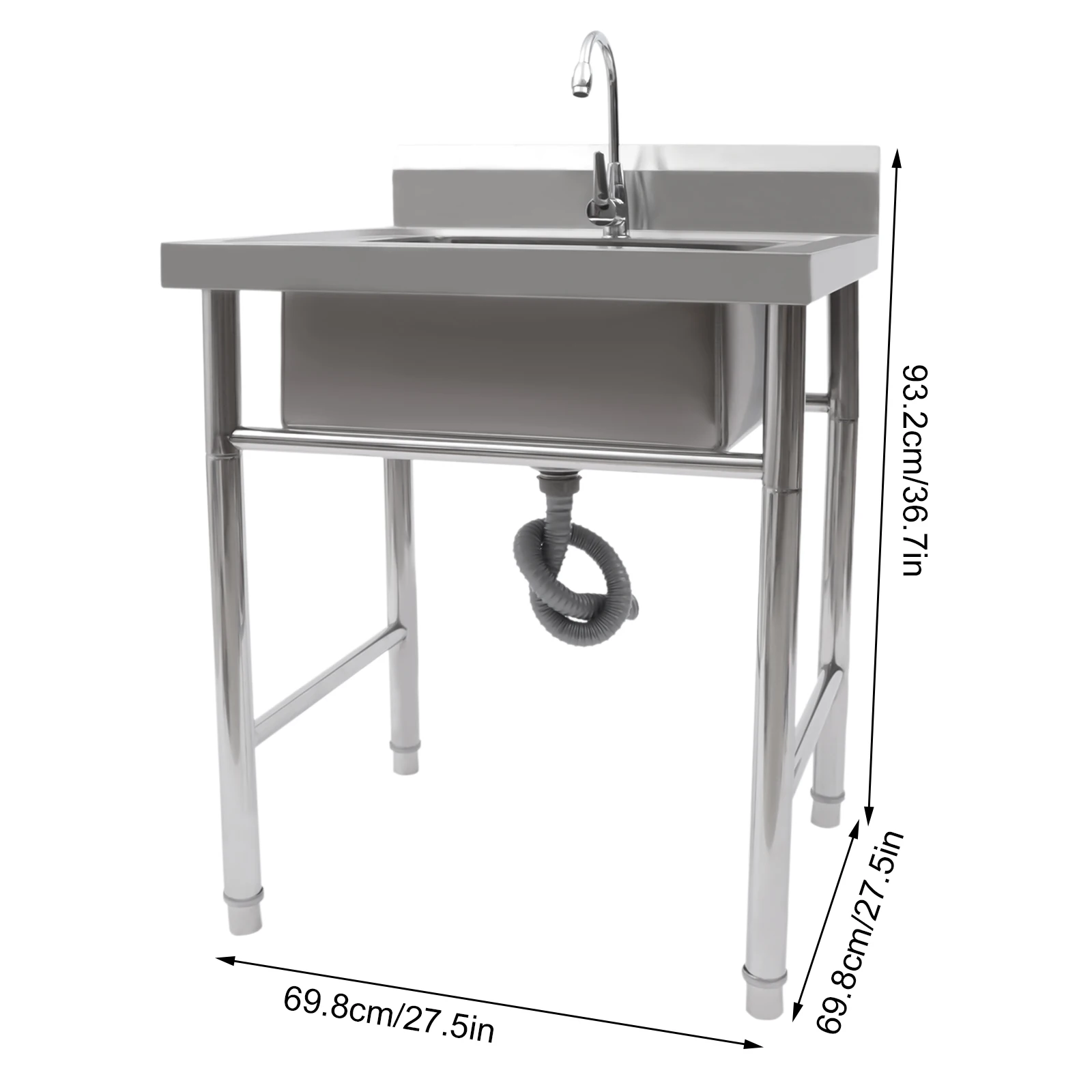 Commercial Stainless Steel Workbench with Sink Outdoor Sink Station Camping