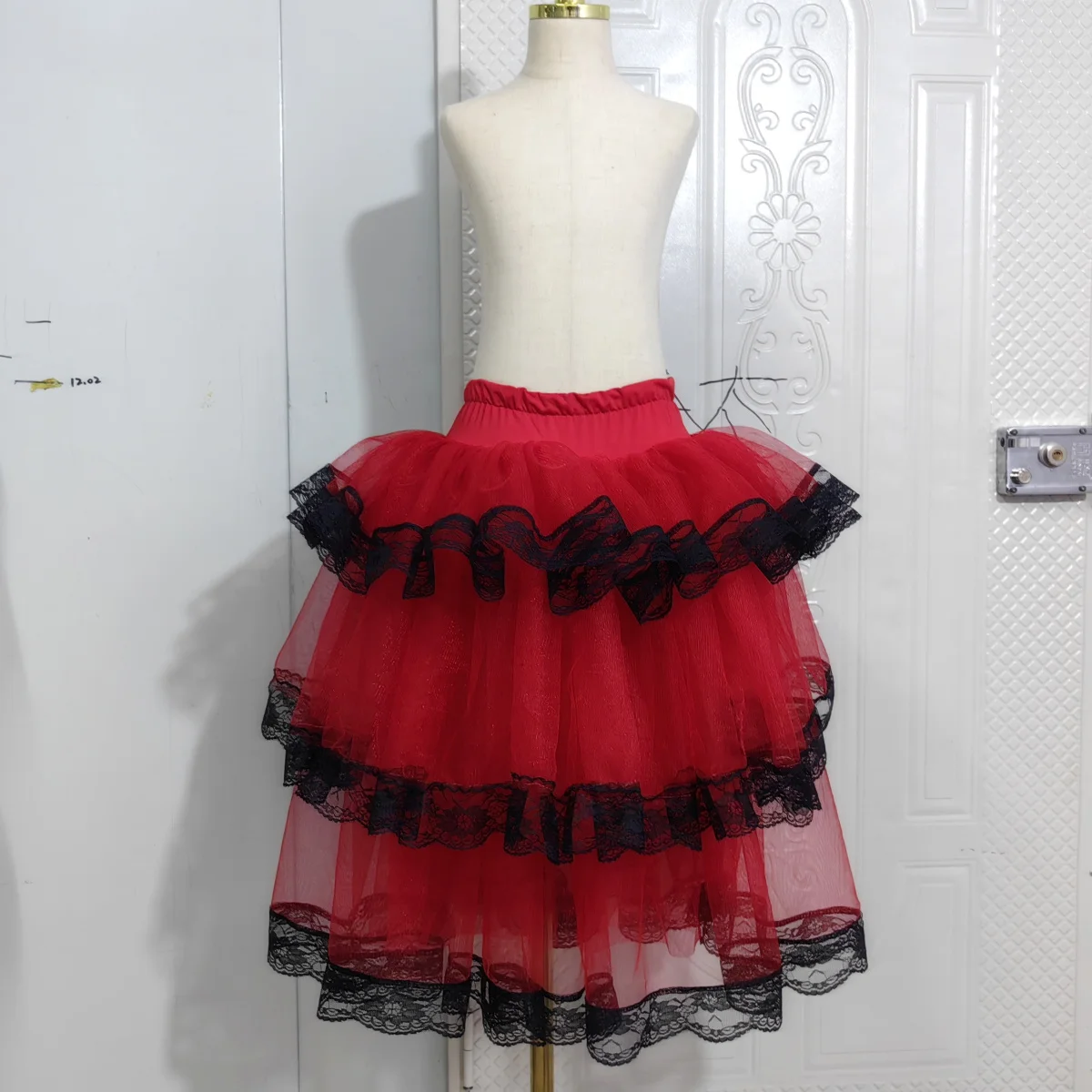 Red Spanish Half Tutus Skirt for Adult Girls Soft Tulle Belly Performance Costumes Ballet Skirts Tutu Skirt