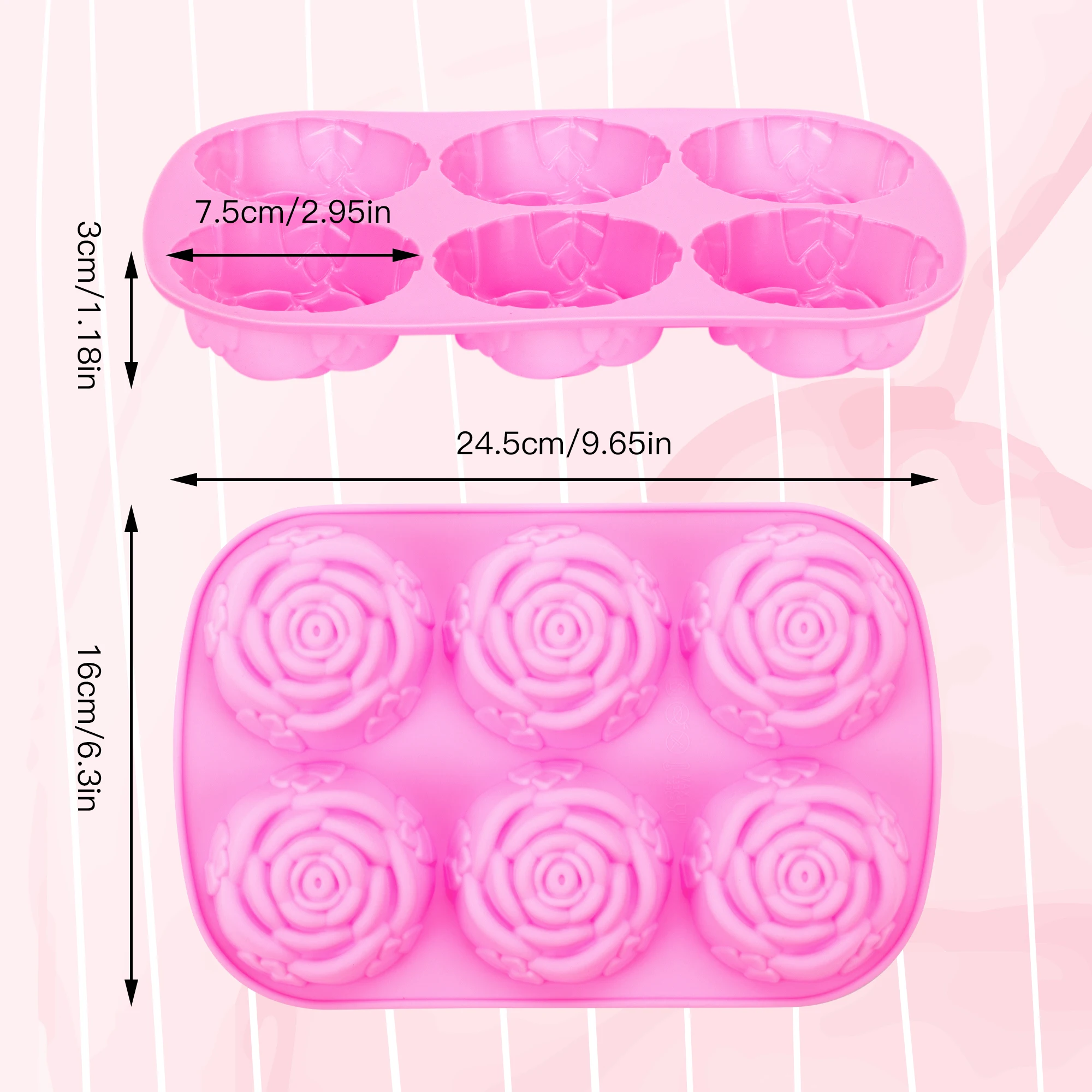 6 Stampini In Silicone A Forma Di Rosa - Per Dolci, Saponi E Candele Fai Da Te - Foto 9