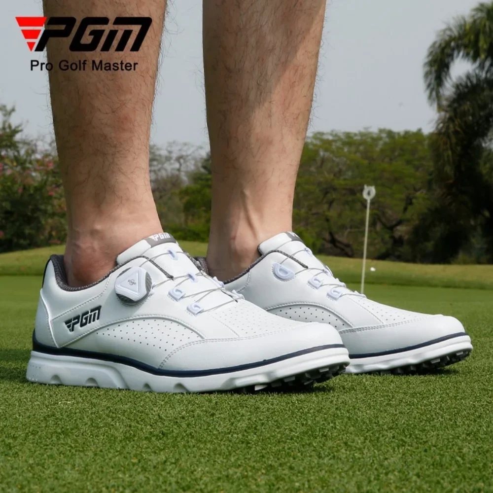 PGM Men Golf Shoes,Knob Shoelaces Sport Shoes,Golf Equipment,Outdoor Waterproof Sneakers,Anti slip Nails,Breathable Men's Shoes