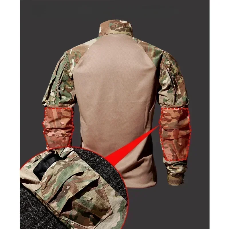 Outdoor Suit Men Outdoor Durable Breathable T-shirt Pants Mens Army Sets Training Hunting Suits Multiple Pockets Camo 2 Pcs 3