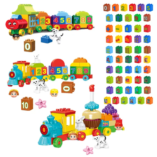 Big Building Blocks My First Number Train Cake English Alphabet Mathematicl Calculation Large Particles Toddler Educatioal Toys