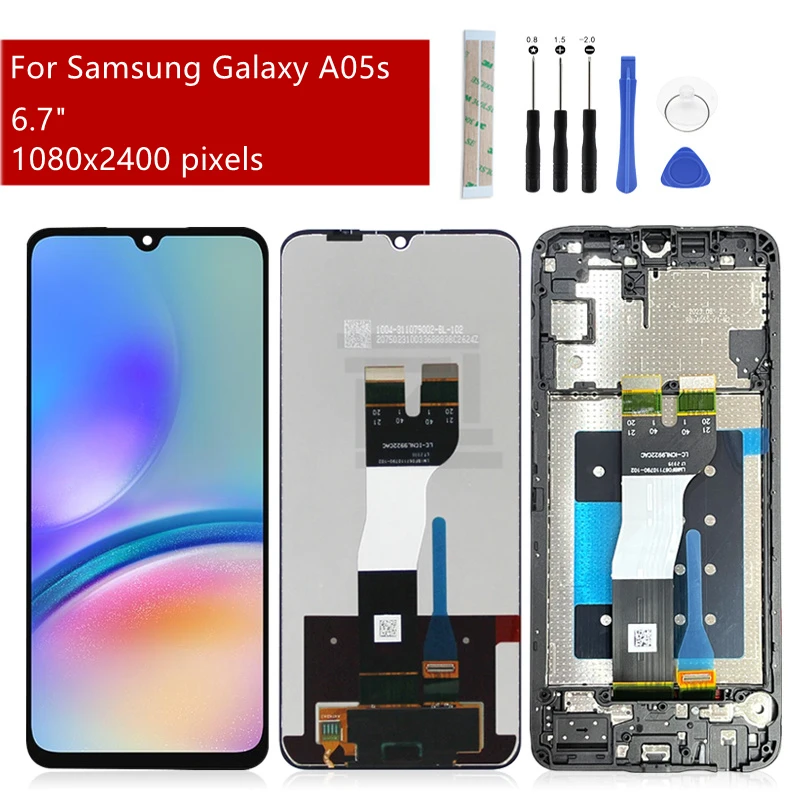 

ЖК-дисплей для Samsung Galaxy A05s с сенсорным экраном и дигитайзером в сборе, с рамкой для Samsung A057, запасные части для ЖК-дисплея 6,7 дюйма