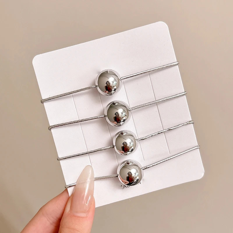 Simple Silver Ball Hair Ropes Rubber Bands For Women Fashion Korean Ponytail Rubber Band Hair Tie Gum Headwear Accessories