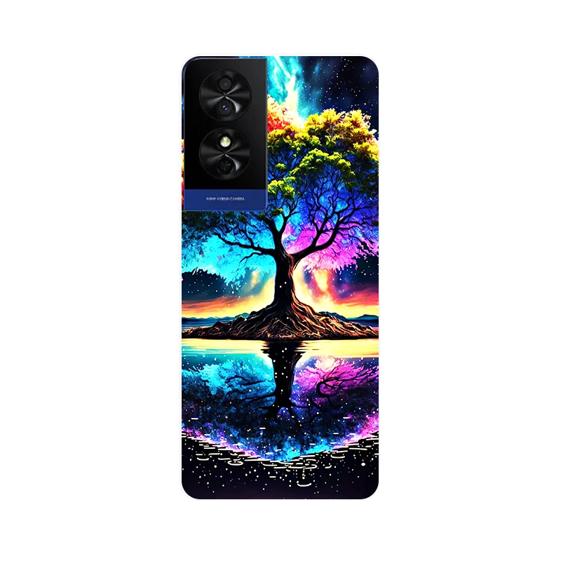 Colorful Leaves Flower Painted Soft Silicone Phone Case Cover - Bumper Protection Design