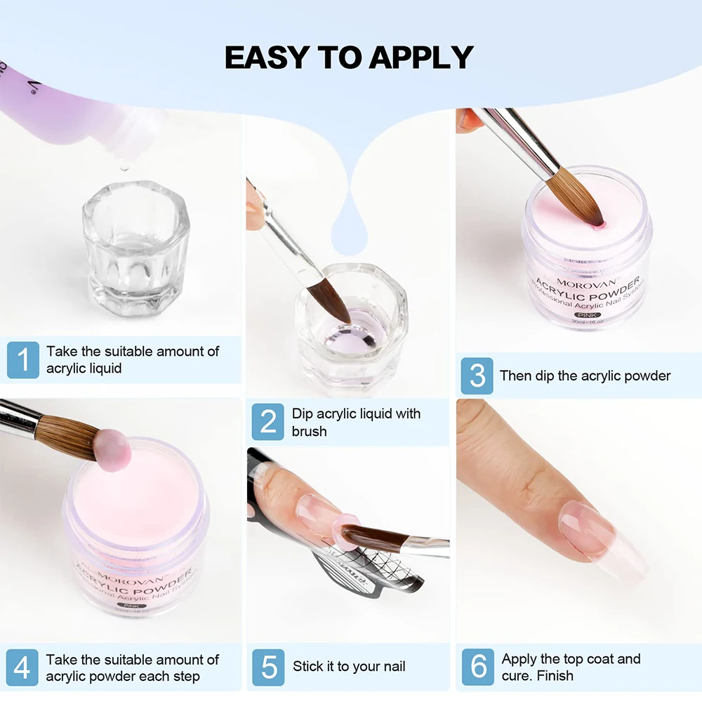 Nail kit nail powder 3Color acrylic powder 40ml for nails liquid set with cup 8pcs/Set professional crystal monomer liquid brush