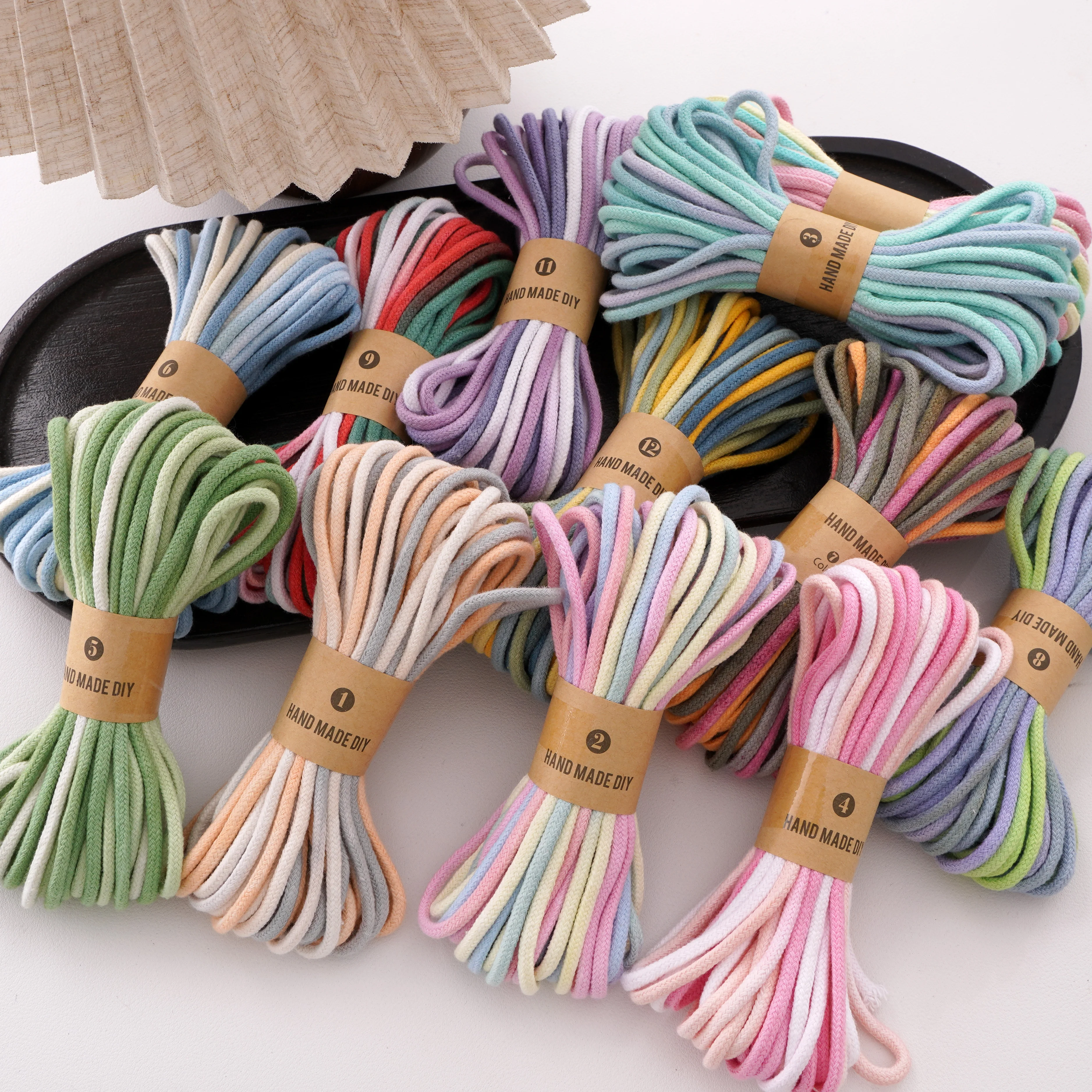 Colored Gradient Cotton Cord 4mm 10m for Bag Garment Home Textile Decor Phone Car Hanging Ropes DIY Sewing & Craft Accessories