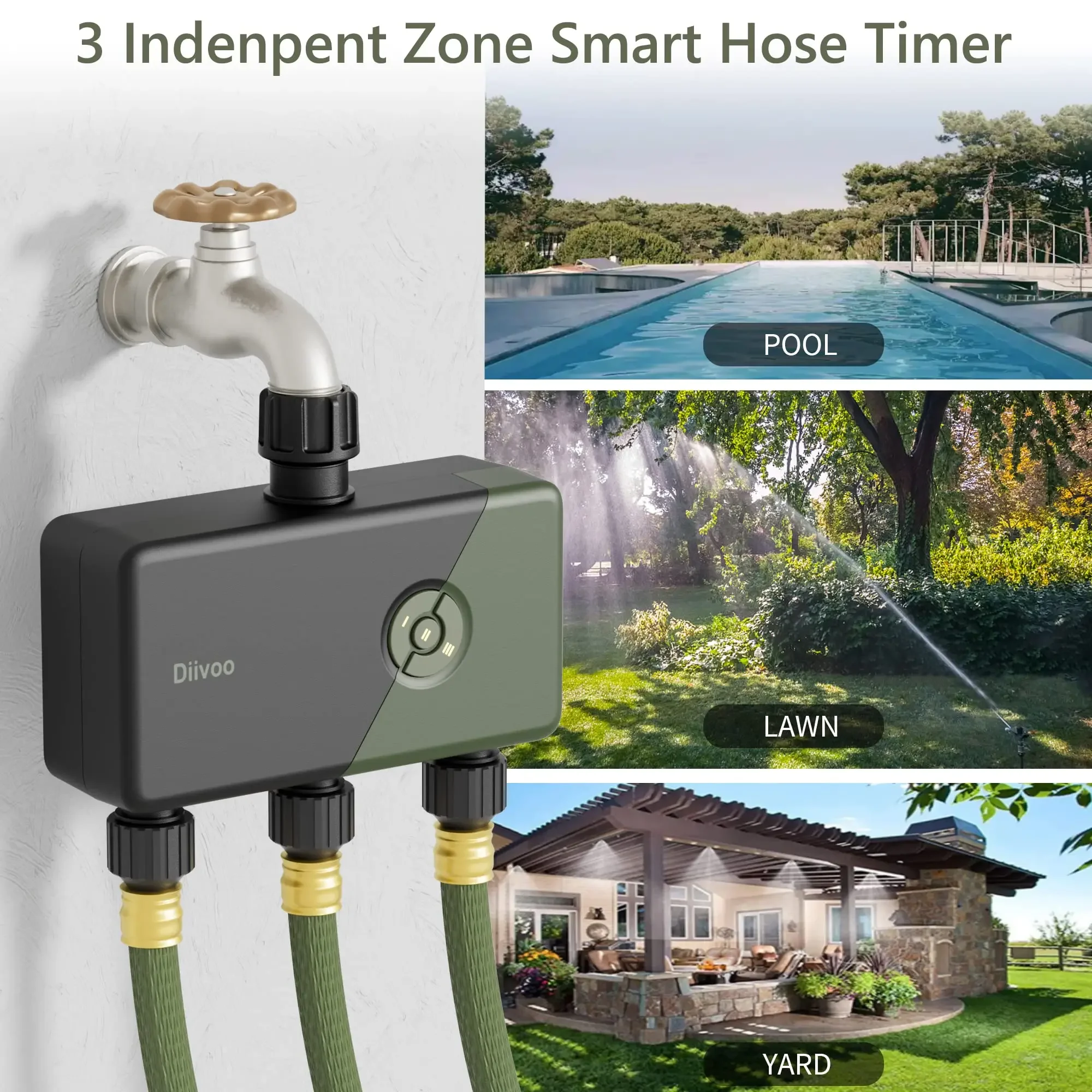 Diivoo WiFi Water Timer, Remote Control Irrigation Timer, Automatic Manual Watering, Rain Delay, Garden, Yards, Lawns 5