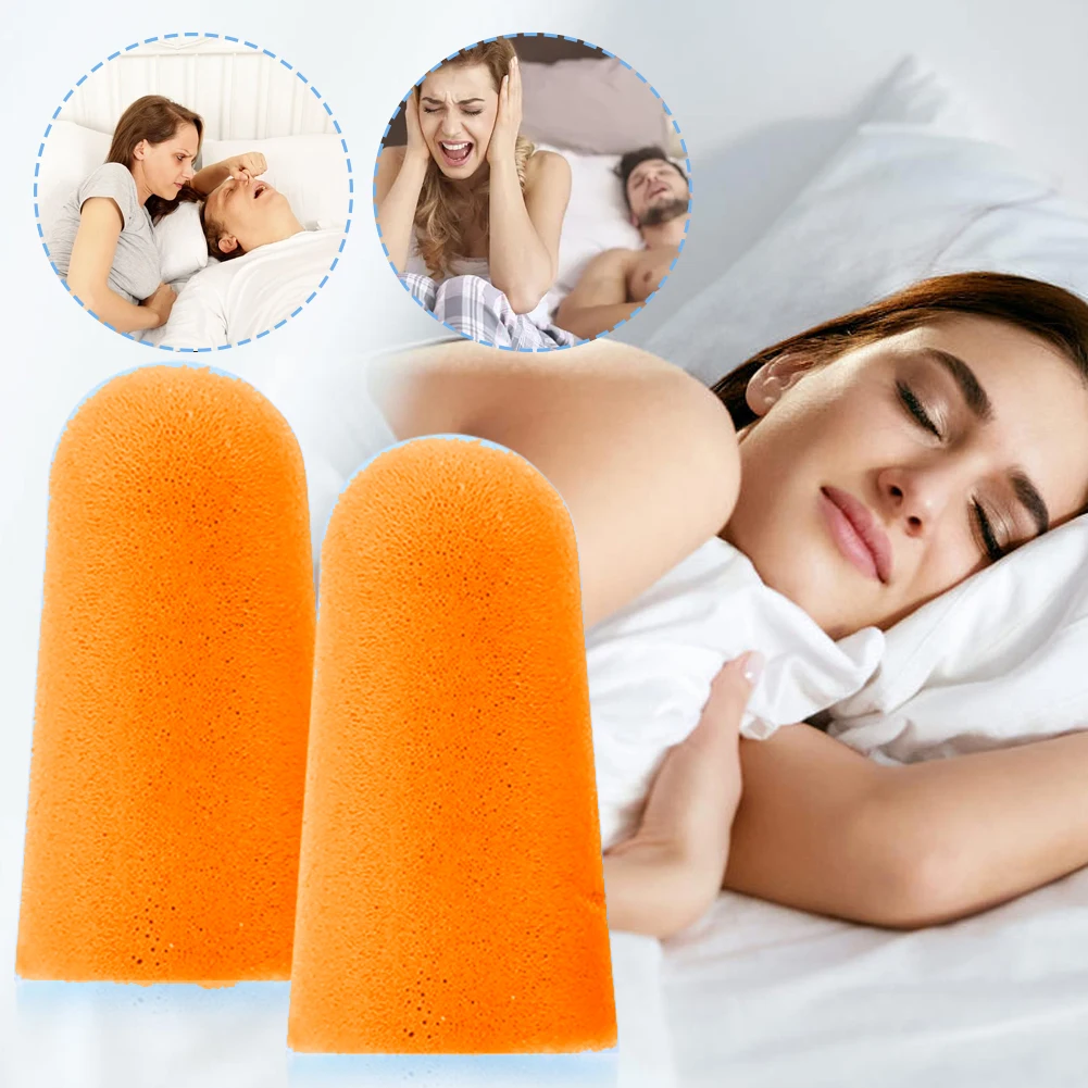 Reusable Soft Orange Earplugs for Sleeping Noise Reduction
