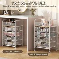 Rolling Makeup Cart Organizer with 4 Drawers, Floor Skincare Organizers with Wheels, Cosmetics Display Cases, 2