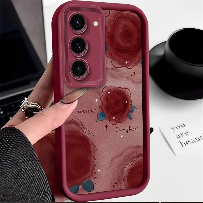 Rose Flower Silicone Phone Case - Elegant Protective Cover in Soft Pink