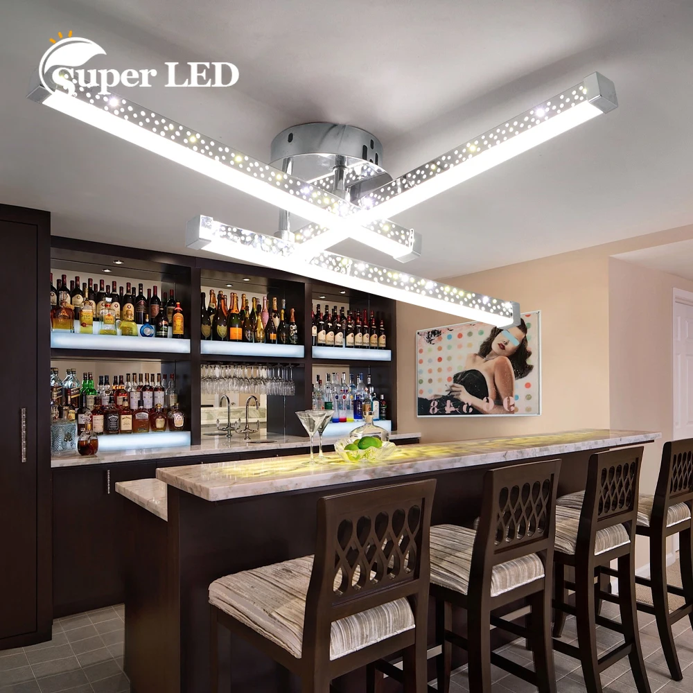 

18W Warm Light White Light Chandeliers LED Ceiling Modern Lights In Stainless Steel 3 Bars for Bedroom Living Room Corridor