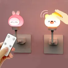 

LED Chlidren USB Night Light Cute Cartoon Night Lamp Bear Remote Control for Baby Kid Bedroom Decor Bedside Lamp Easter Gift