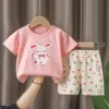Summer Children's Short-Sleeved Suit Cotton Boys Girls Clothing Set Version Of Baby Clothes Girls T-shirt Children clothing 6