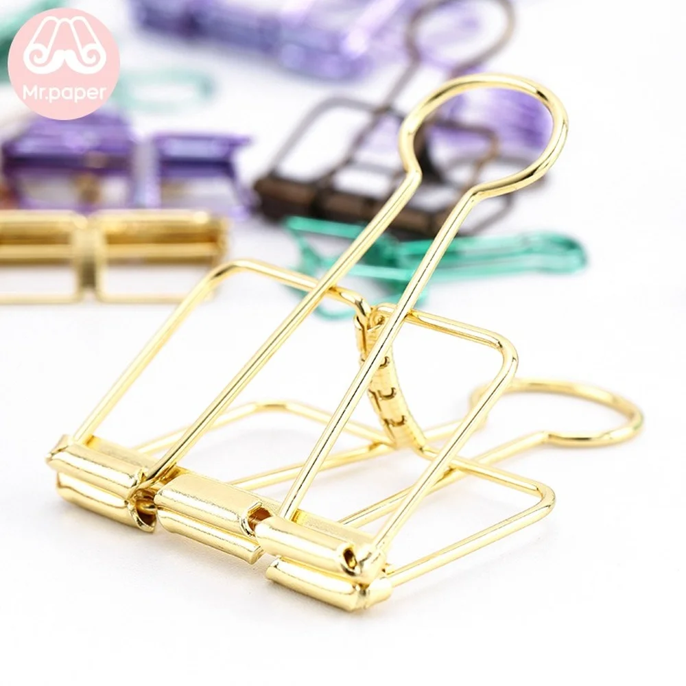 8 Colors 3 Sizes 1 Pcs Binder Clips Gold Sliver Rose Green Purple Large Medium Small