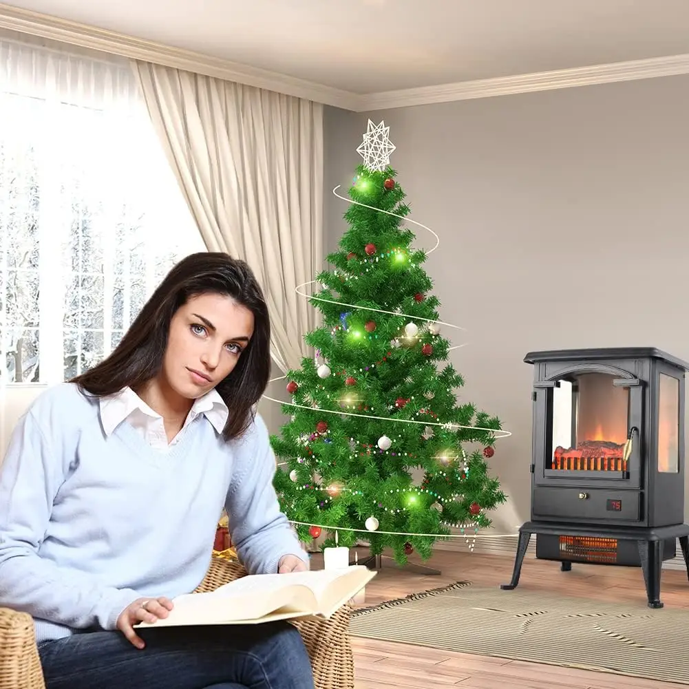Electric Fireplace Heater with Remote, 22.4" Freestanding Portable Infrared Fireplace Heater Stove with 3-Sides Realistic Flame 6