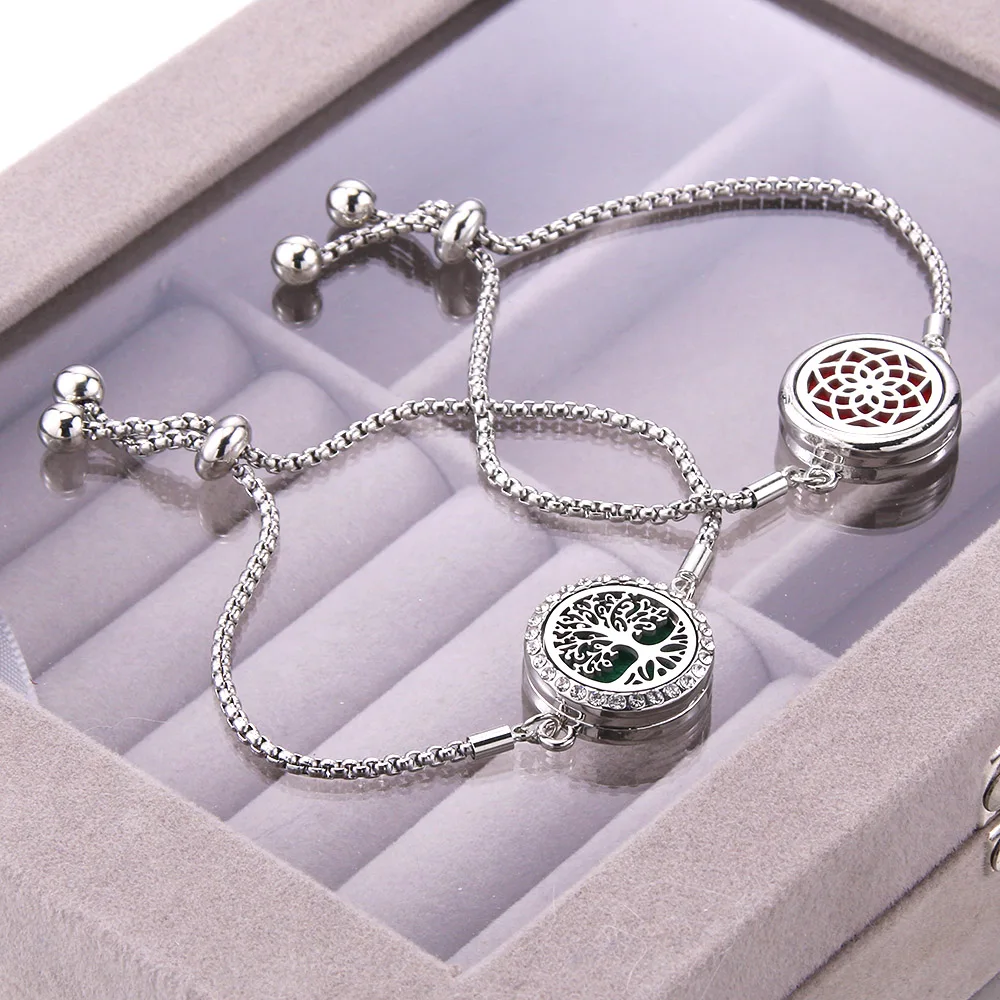 

Aromatherapy Bracelet Tree of Life Diffuser Locket Adjustable Perfume Essential Oil Diffuser Bracelet Crystal Women Bangle Gift