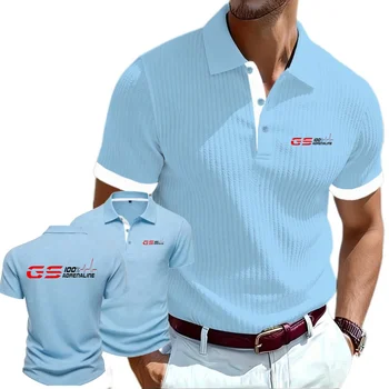 Polo in Maglia con Colletto per Uomo, T-shirt a Righe Stile Europeo GS 100% Adrenaline Motorrad, Maglietta Estiva a Maniche Corte per Giovani Biker