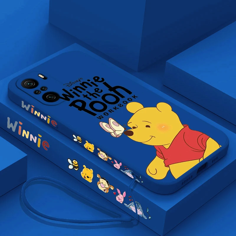 Funda de teléfono de Disney Winnie The Pooh para Xiaomi Redmi Note 13, 12, 12Pro, 11, 11S, 11T, 10S, 10 Pro Plus, 5G, cuerda líquida izquierda