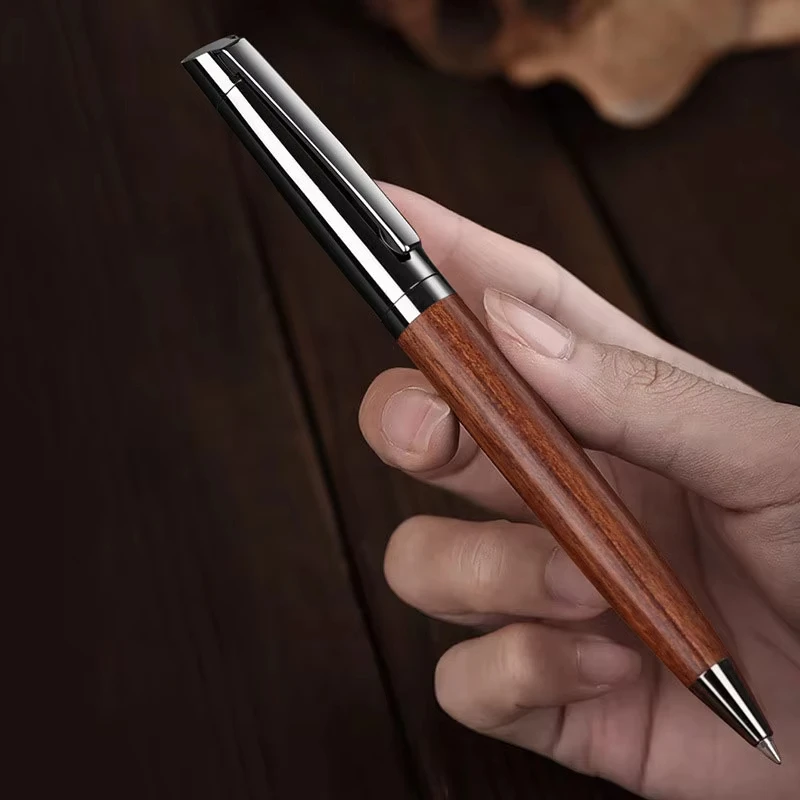 Luxury Black Ink Ballpoint Pen with Wooden Barrel for Smooth Writing and Elegant Design