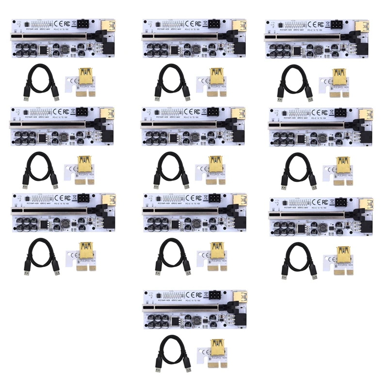 

10 шт., переходник VER012 MAX для видеокарты PCI-E, Райзер 012 MAX, Pci Express, USB 3,0, кабель PCI-E 1X до 16X для майнинга BTC